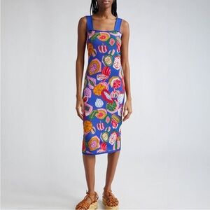 FARM Rio Blue Multicolor Midi Dress